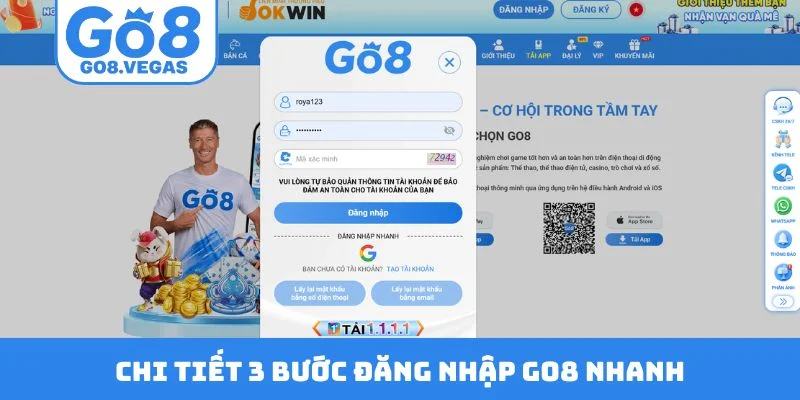 Chi tiết 3 bước đăng nhập GO8 nhanh